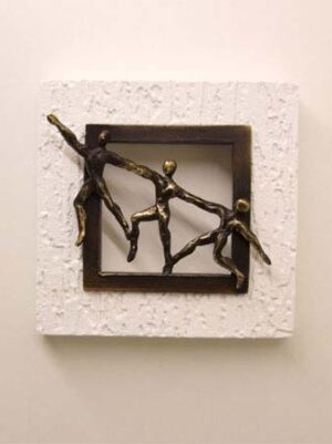 Zakelijk sculptuur "Samengaan" wanddecoratie van kunsthars
